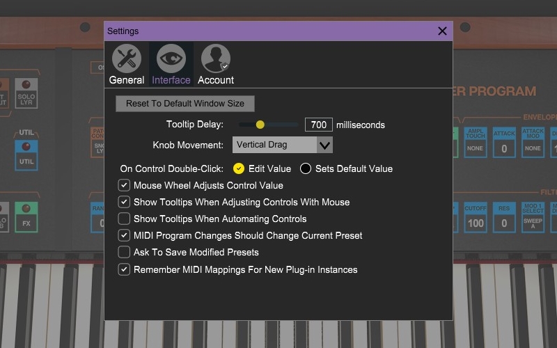 CHERRY AUDIO CHROMA - Settings