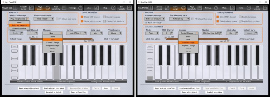 ESI XKEY PLUS EDITOR - Assignments Panel