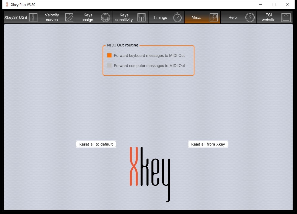 ESI XKEY PLUS EDITOR - Misc Panel