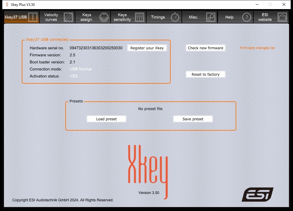 ESI XKEY PLUS EDITOR - XKEY Panel