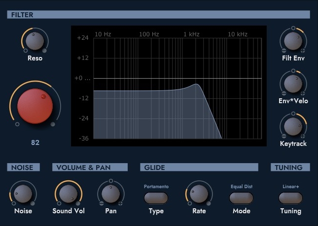 WALDORF MICROWAVE 1 Plugin - Filter-Sektion auf der Main Page